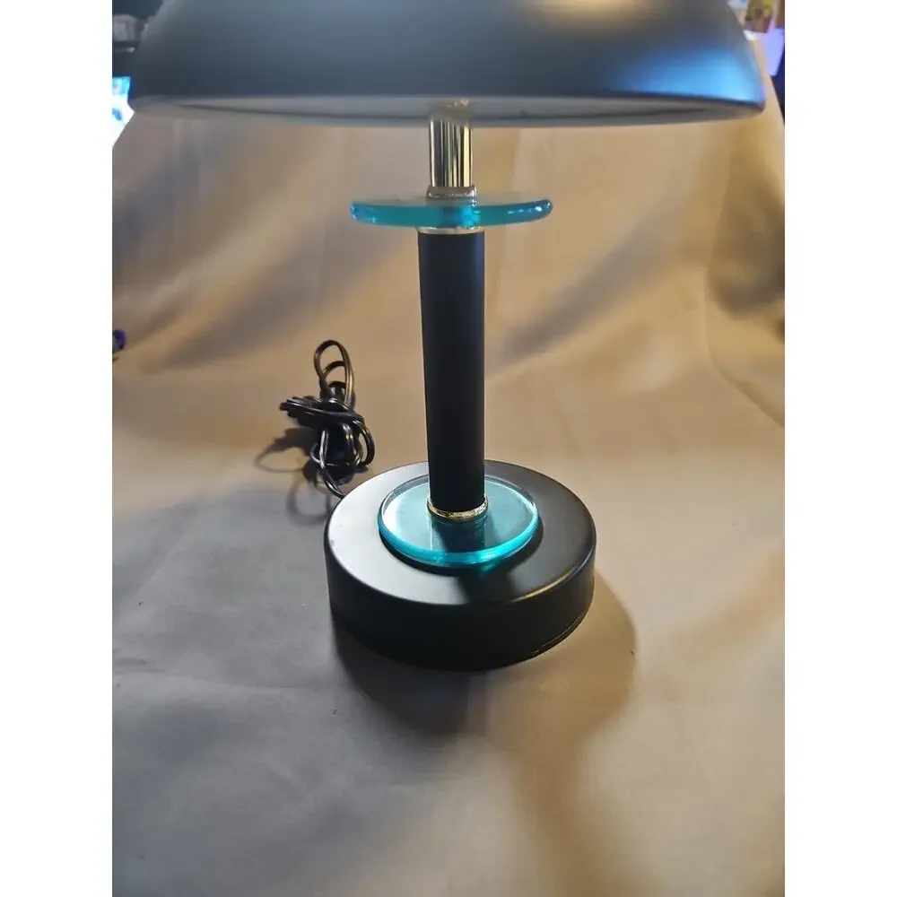 Vintage MCM Mushroom Lamp Light Table Desk Dome Space Age Saucer Black Green